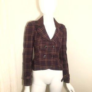Willow & Clay XS Blazer/plaid burgundy/brown/beige